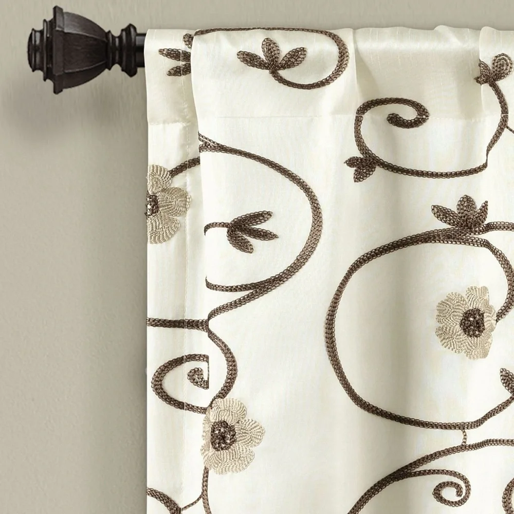 Lush Decor Royal Garden Valance Floral Window Kitchen Curtain (Single), 42”W x